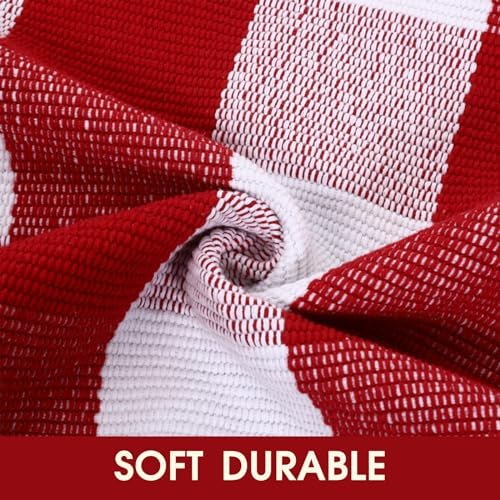 Homydecor Christmas Red and White Plaid Rug - Image 3