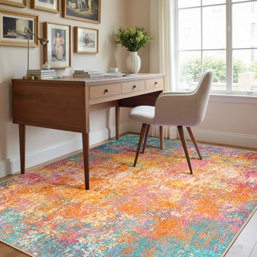 RELEANY Washable 4'x6' Abstract Area Rug - Image 5