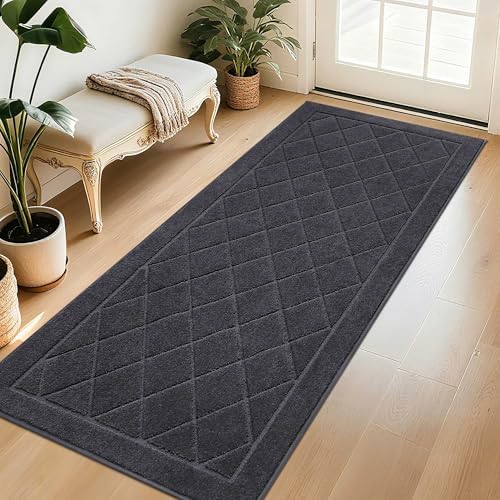 BEQHAUSE Dirt Trapper Door Mat 32" x 72", Doormat Non-Slip, Dark Grey by BEQHAUSE