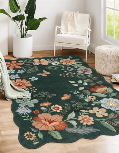 Lahome Floral Washable Rug, 3x5 Rug Soft Bedroom Rugs by Lahome