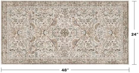 Boho Moss 2x4 Small Rugs for Entryway, Vintage Washable Low Pile & Soft Throw - Image 2