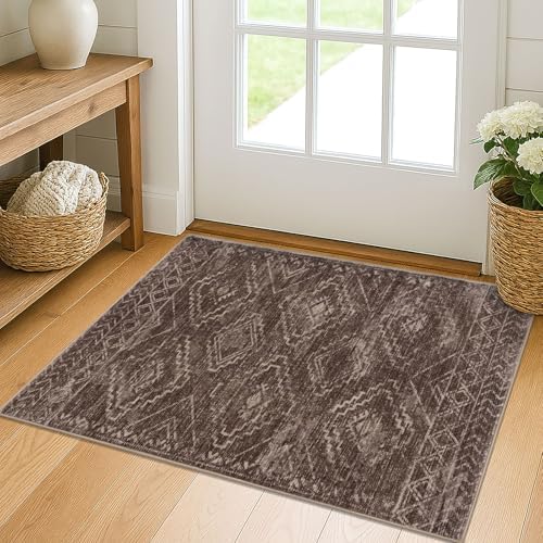 KILOCOCO Entryway Rug 2x3 Washable Rug Door Mat Indoor, Chocolate Brown by Kilococo