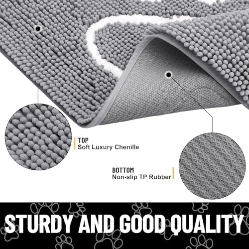 Smiry Dog Door Mat for Muddy Paws, Absorbent Non Slip Dirt Trapper - Image 3