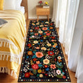 Floral Washable 2x6 Area Rugs Runner Entryway Hallway Black by RELEANY