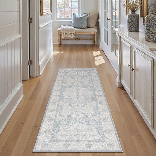 HUGEAR Blue 2x6 Runner Rug Washable Vintage Indoor Carpet - Image 2