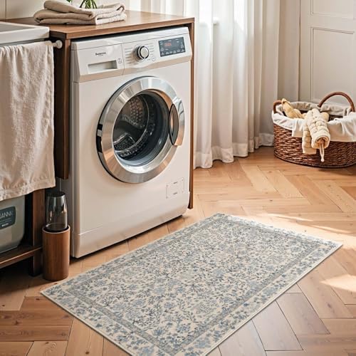 jinchan 2x3 Washable Entryway Area Rug, Floral Non-Slip - Image 4