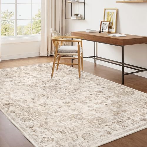 4x5 Beige Neutral Area Rug by WondRg