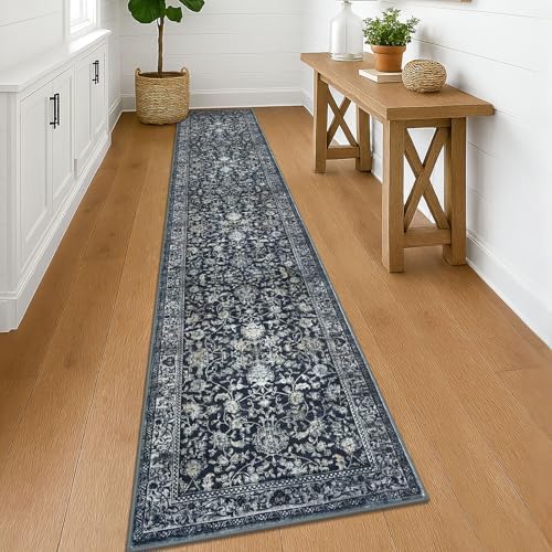 KILOCOCO Runner for Hallway 2x12 ft Washable Runner Non-Slip Rug, Midnight Navy - Image 4