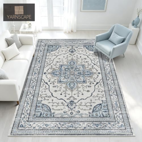 YARNSCAPE 5' x 7' Machine Washable Area Rug, Non-Slip Low-Pile Carpet - Image 2