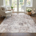 5x5 Square Washable Area Rug: Large Abstract Living Room Rugs BrickGray by Puino