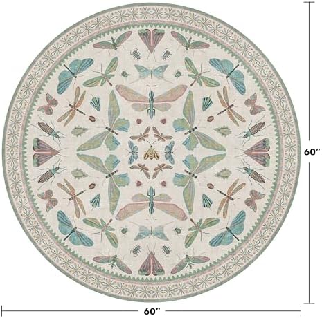 Insect Light Green 5ft Round Area Rug - Image 2
