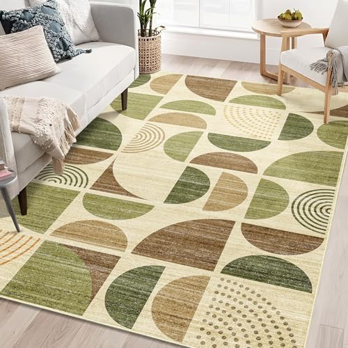 MUJOO 5x7 Area Rugs Washable, Boho Rugs Non Slip Modern Abstract Large by MUJOO