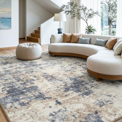 Lessymo Bedroom Rugs 6x9, Washable Carpet Living Room, Abstract Brown by Lessymo