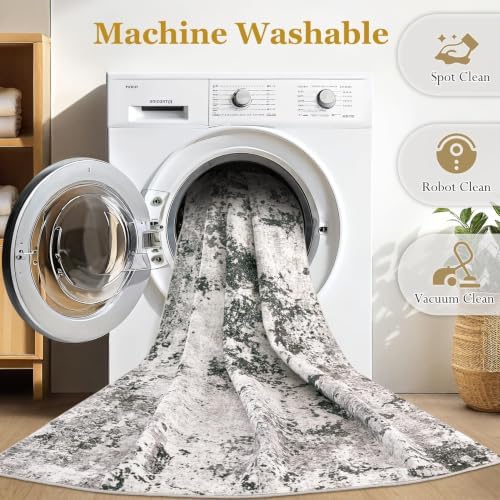 6x9 Area Rugs Living Room Abstract Washable Rug, Dark Grey - Image 5