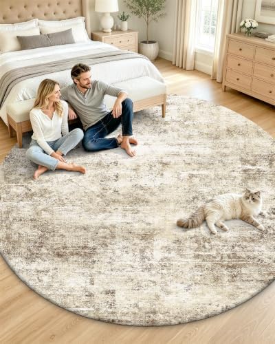 OLANLY 8ft Round Washable Rug, Soft Non Slip Carpet by OLANLY