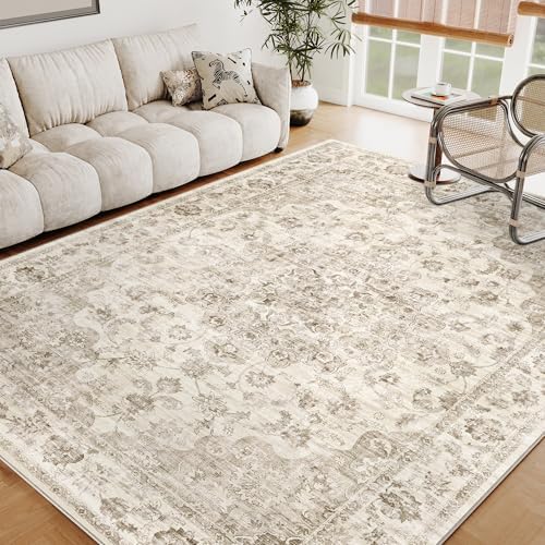 7x9 Beige Neutral Area Rug - Image 3