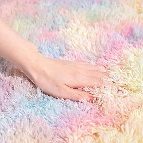AROGAN Fluffy 6x9 Rainbow Area Rugs - Image 2
