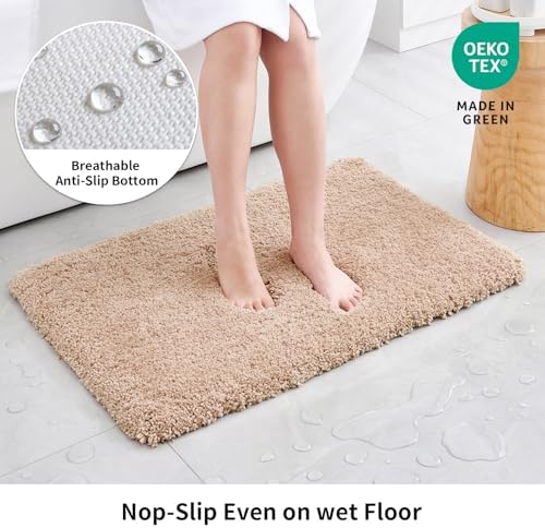 Disolla Beige Bathroom Rugs 24x48, Non-Slip Plush Thick Bath Mat - Image 3