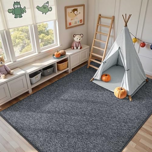 5x7 Grey Area Rug Non-Slip Washable Soft Thin - Image 6