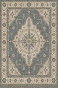 2'x3 Faux Wool Washable Area Rug, Slate Blue/Cream by Unknown