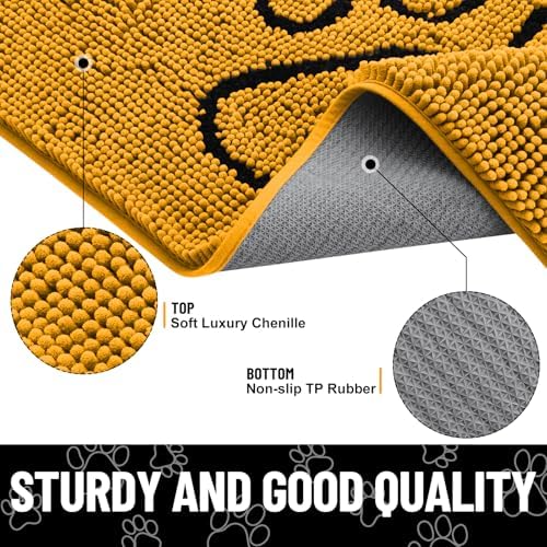 Smiry Dog Door Mat for Muddy Paws, Absorbent Non Slip Dirt Trapper - Image 4