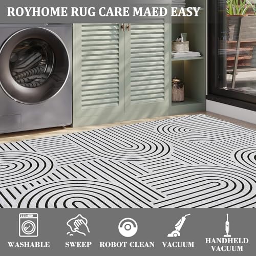 ROYHOME Modern Washable Rug Rainbow 5x7 Area Rugs - Image 6