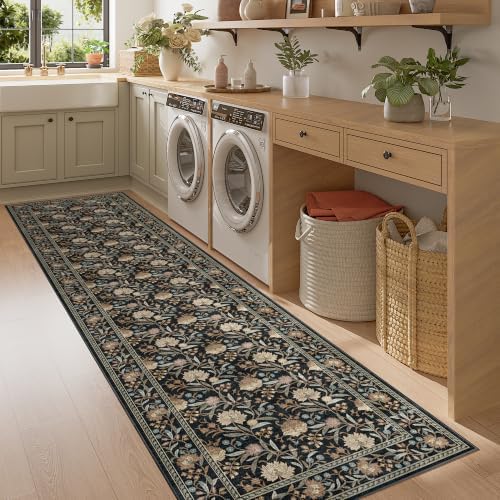 DUKINO 2x8 Runner Rug, Washable Vintage Floral Kitchen Rugs - Image 3