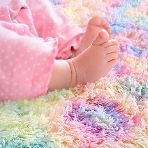 2x5 Rainbow Fluffy Soft Oval Rug Non-Slip - Image 4