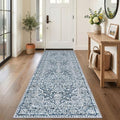 KUTA Vintage Washable Runner Rug 3x9 Blue White Wide Runners by KUTA