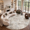 9ft Round Area Rug for Living Room, Abstract Washable Rug by COTILED