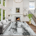 6x9 Area Rugs for Living Room: Washable Abstract Black White Grey Carpet by GENTDRIZZ
