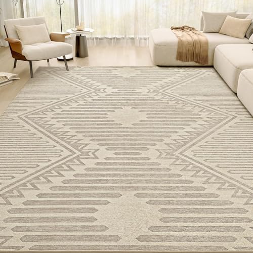 Boho Beige 6x9 Area Rugs Textured Tufted Rugs by Engiw
