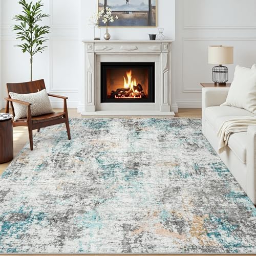 6x9 Area Rugs for Living Room Large Washable Abstract Rug Multi Color - Image 2