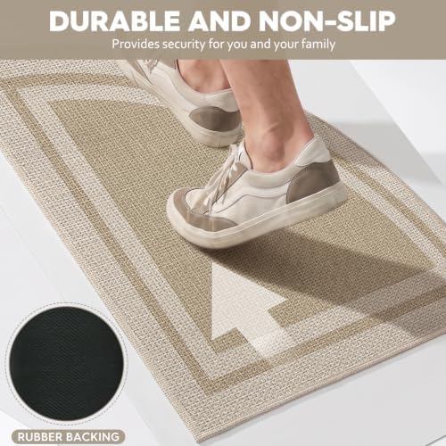 Artoid Mode Beige Absorbent Sector Non-Skid Corner Kitchen Rug, Home Mats Floor - Image 5