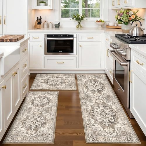 Washable Kitchen Rug Sets of 3: Boho Non-Slip Kitchen Mats - Image 3