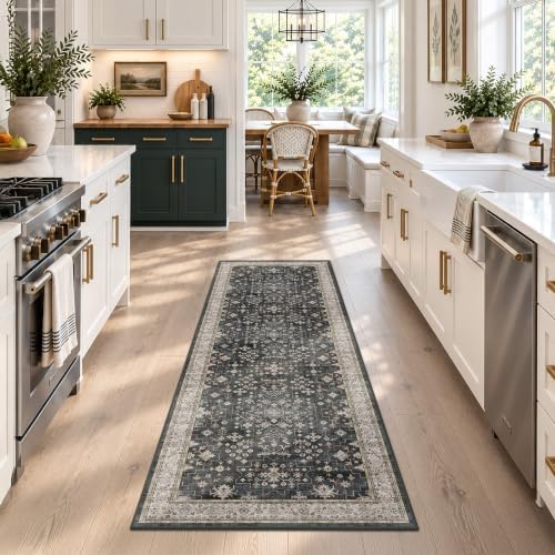 Dark Washable Long Runners for Hallways, Entryway Indoor Rug, Non Slip Rubber - Image 3