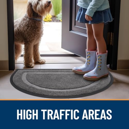 OLANLY Half Circle Front Door Mat Outside 33x21 All-Season Rubber Doormat - Image 7