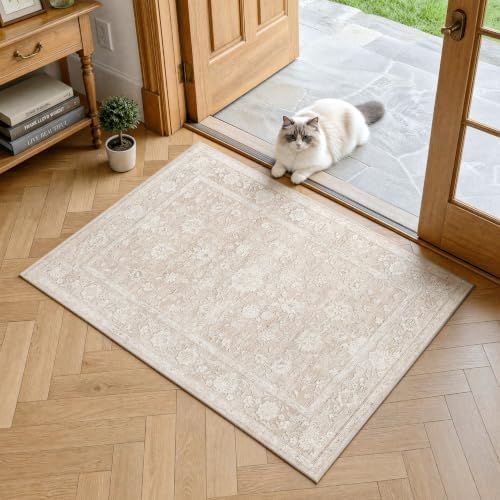 2x3 Beige Neutral Vintage Entryway Area Rug by ugoutry
