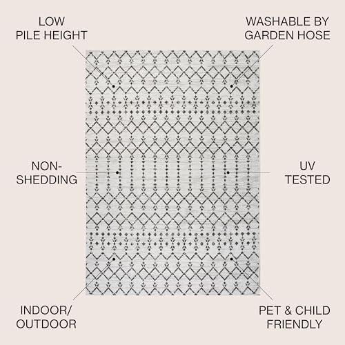 JONATHAN Y Moroccan Geometric Indoor Outdoor Square Area Rug 4X4 Cream/Black - Image 2