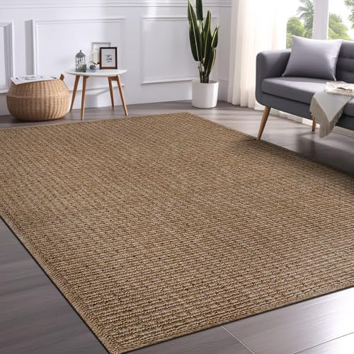Beverly Rug Easy Jute Natural Rug 6x9 Solid Washable Durable Outdoor Indoor - Image 6