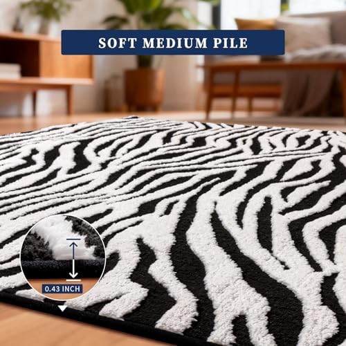 YIHOUSE 6×9 Ft Area Rugs, Washable Plush Soft Zebra Print Carpet, Non-Slip - Image 7