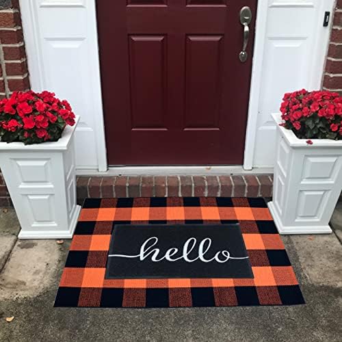 Fall Décor Orange and Black Plaid Rug, Hand-Woven Rug - Image 3