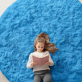 OLANLY Bright Blue Round Rugs for Bedroom by OLANLY