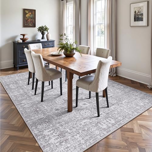 5x7 Area Rugs, Washable Vintage Retro Floral Rug - Image 4