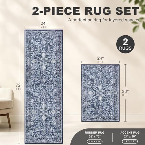 KILOCOCO Kitchen Rug Runner Sets of 2PCS 2x3 and 2x6 Washable Rugs - Image 2