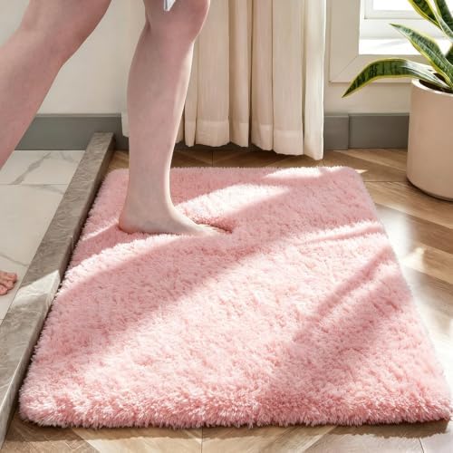 2x3 Pink Fluffy Area Rug for Bedroom and Bedside, Washable Soft Shag Carpet by NEIGELUO