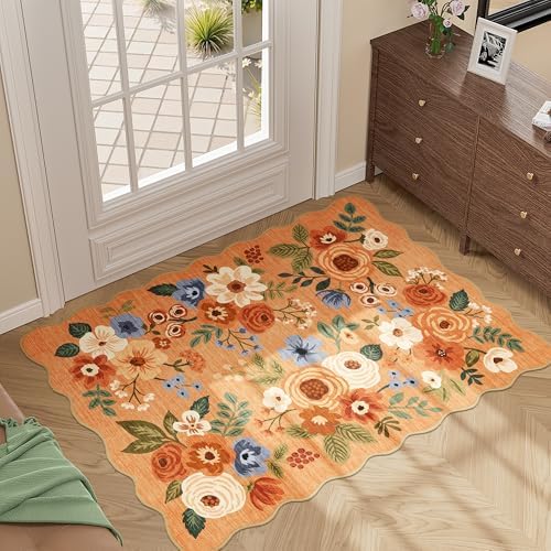 DUKINO 2x3 Rugs for Entryway, Floral Door Mat Washable Kitchen Rugs - Image 3