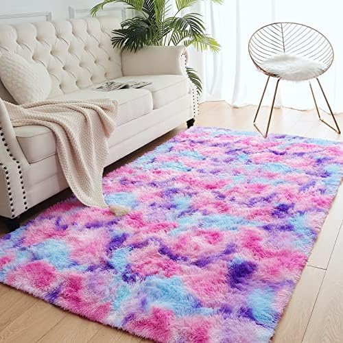 AROGAN Fluffy 5x8 Rainbow Area Rugs - Image 3
