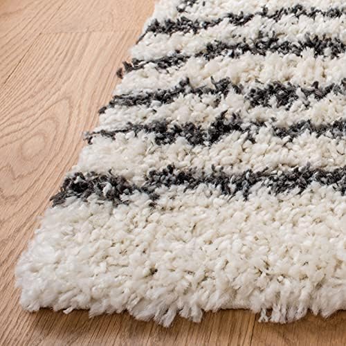 SAFAVIEH Arizona Shag Runner Rug 2'3"x6', Soft Plush Ivory & Black ASG741Z - Image 4