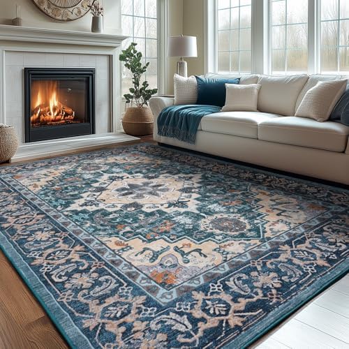 Lessymo 9 x 12 Area Rugs for Living Room, Machine Washable Boho Rug Green by Lessymo